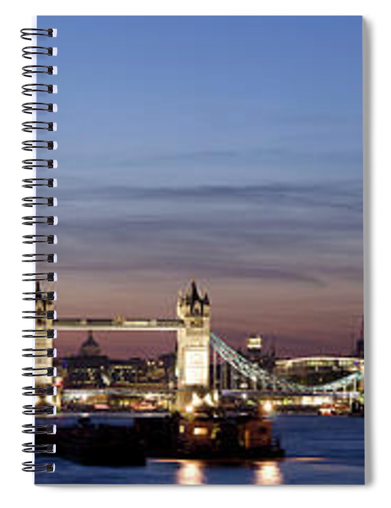 Downtown District Spiral Notebook featuring the photograph Tower Bridge And The City Of London by Dynasoar