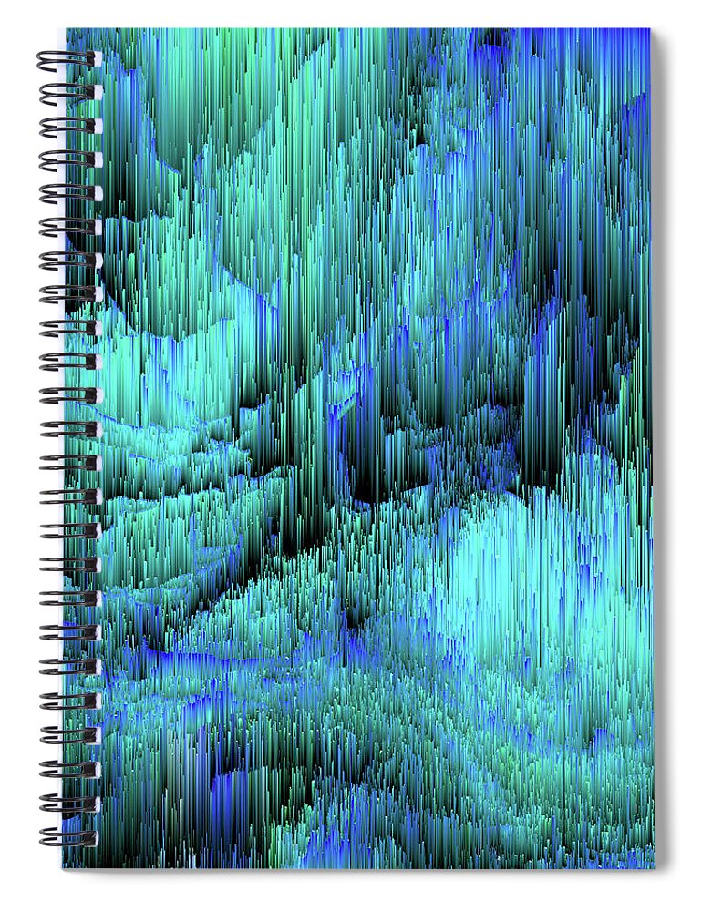 Glitch Spiral Notebook featuring the digital art Trail Falls by Jennifer Walsh