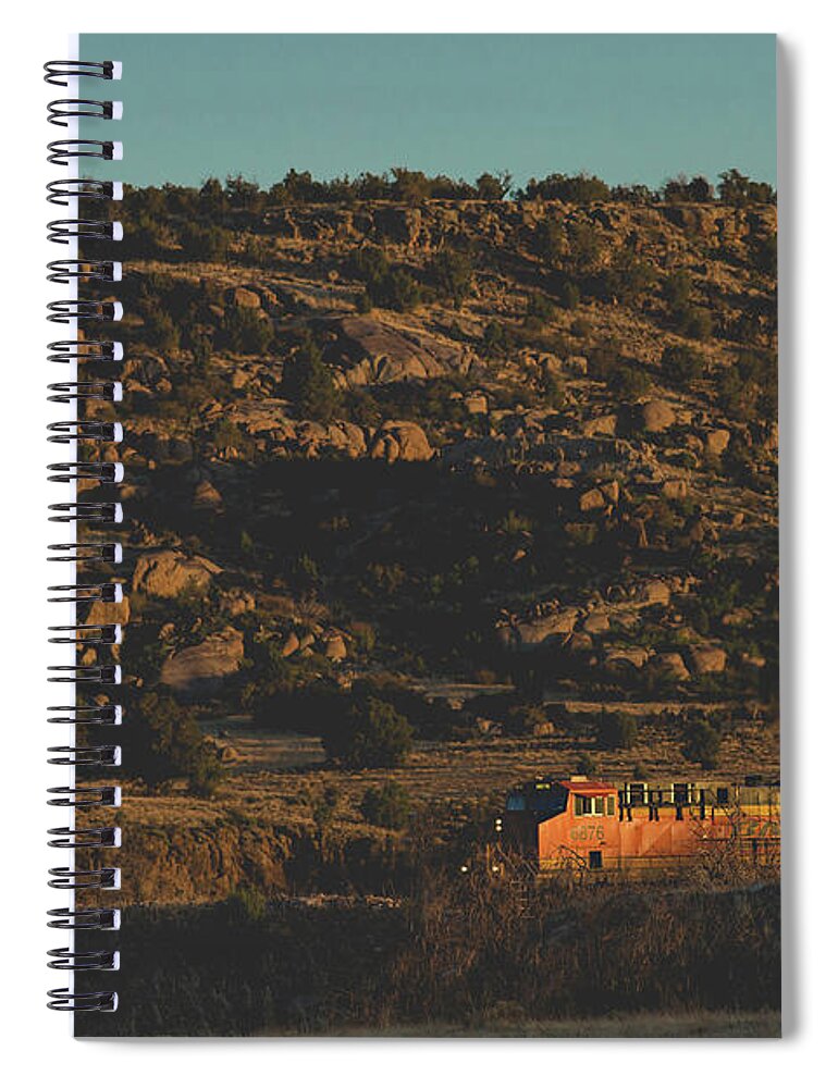 Train Spiral Notebook featuring the photograph Train in Arizona Desert by Julieta Belmont
