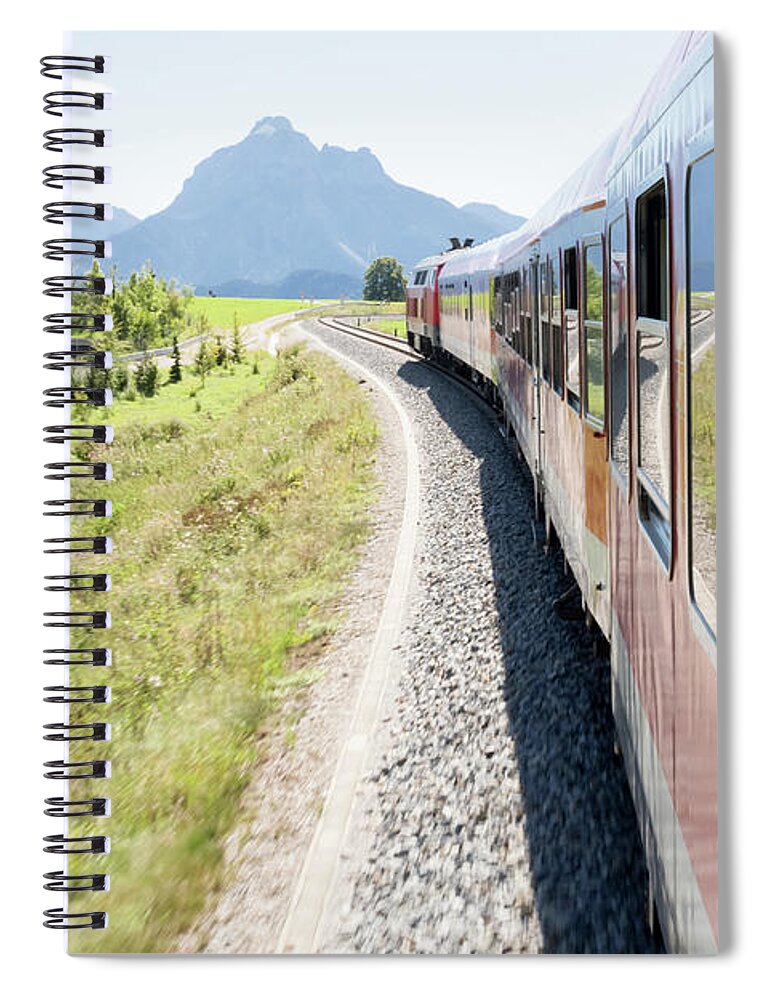 Train Spiral Notebook featuring the photograph Train In German Alps by Grandriver