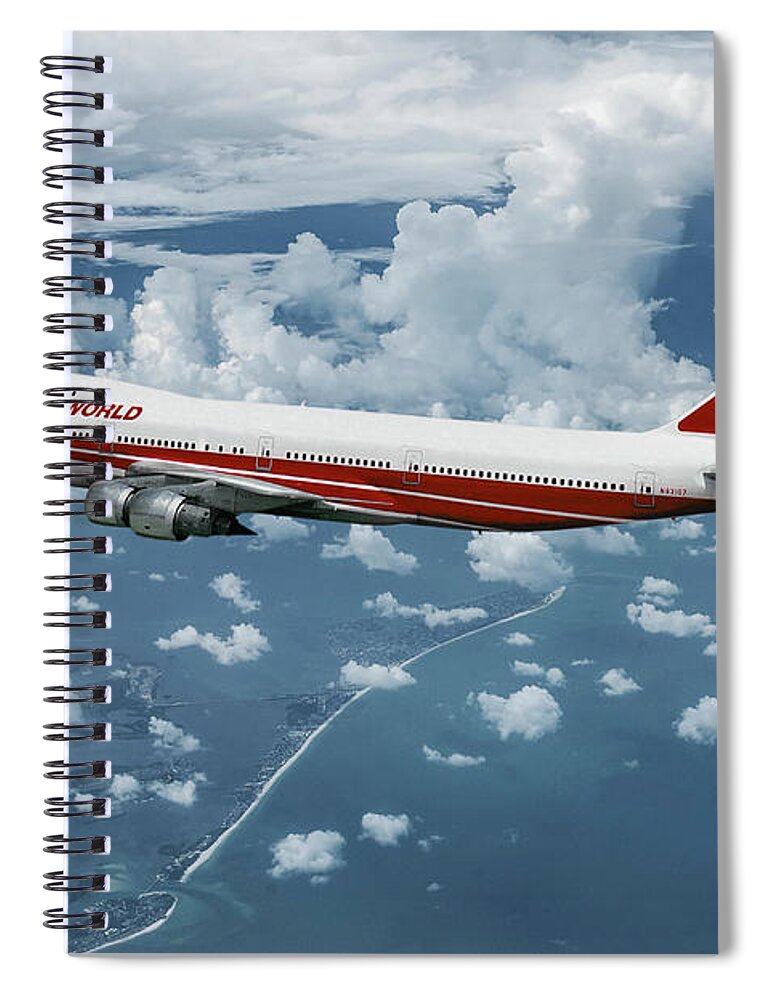 Trans World Airlines Spiral Notebook featuring the mixed media Trans World Airlines Boeing 747-131 by Erik Simonsen