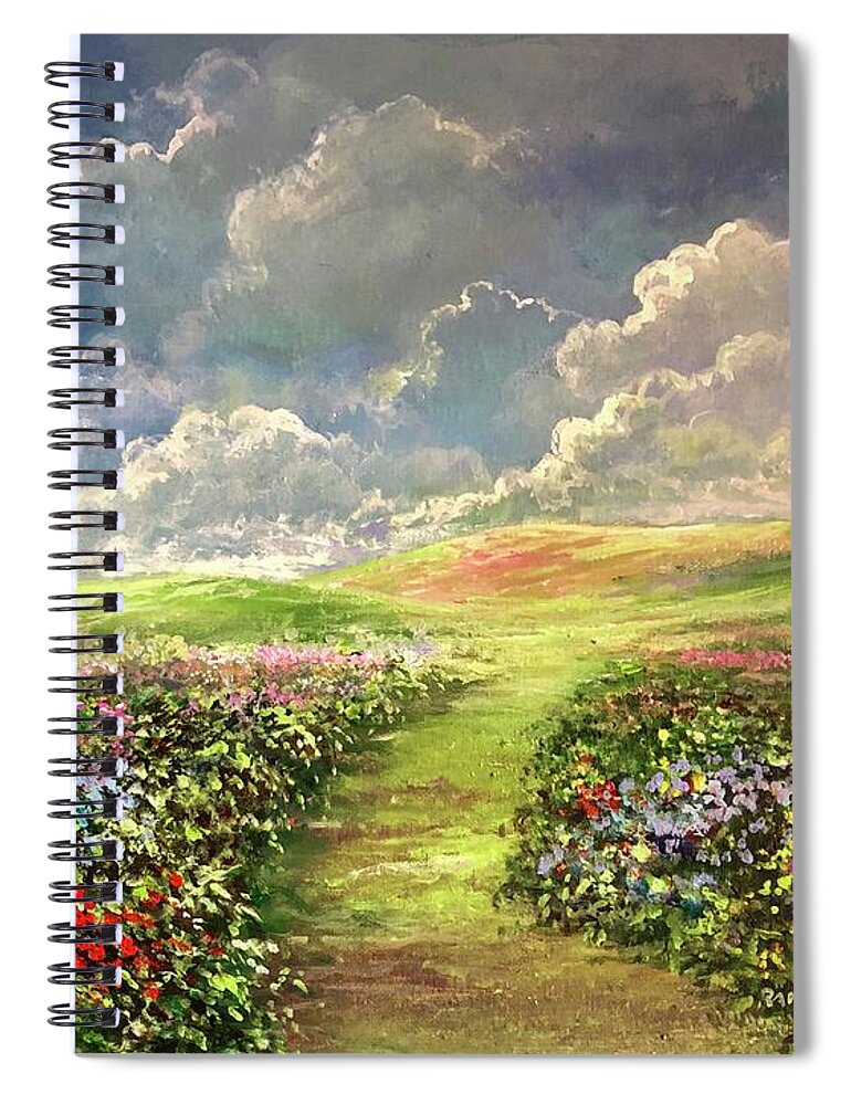 Transcend Spiral Notebook featuring the painting Transcends to Dreams by Rand Burns