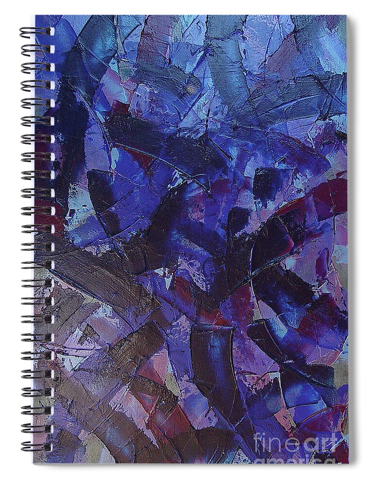 Blue Spiral Notebook featuring the painting Transitions with Blue and Magenta by Dean Triolo