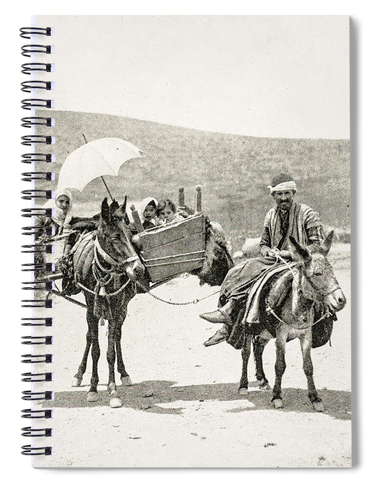 Robert Bain Spiral Notebook featuring the photograph Traveling in Galilee 1894 by Munir Alawi