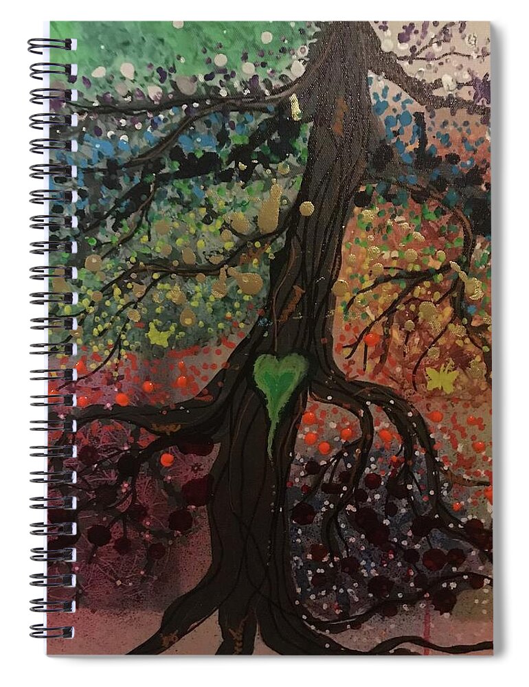Tree Spiral Notebook featuring the painting Tree of Life chakra tree by Christine Paris