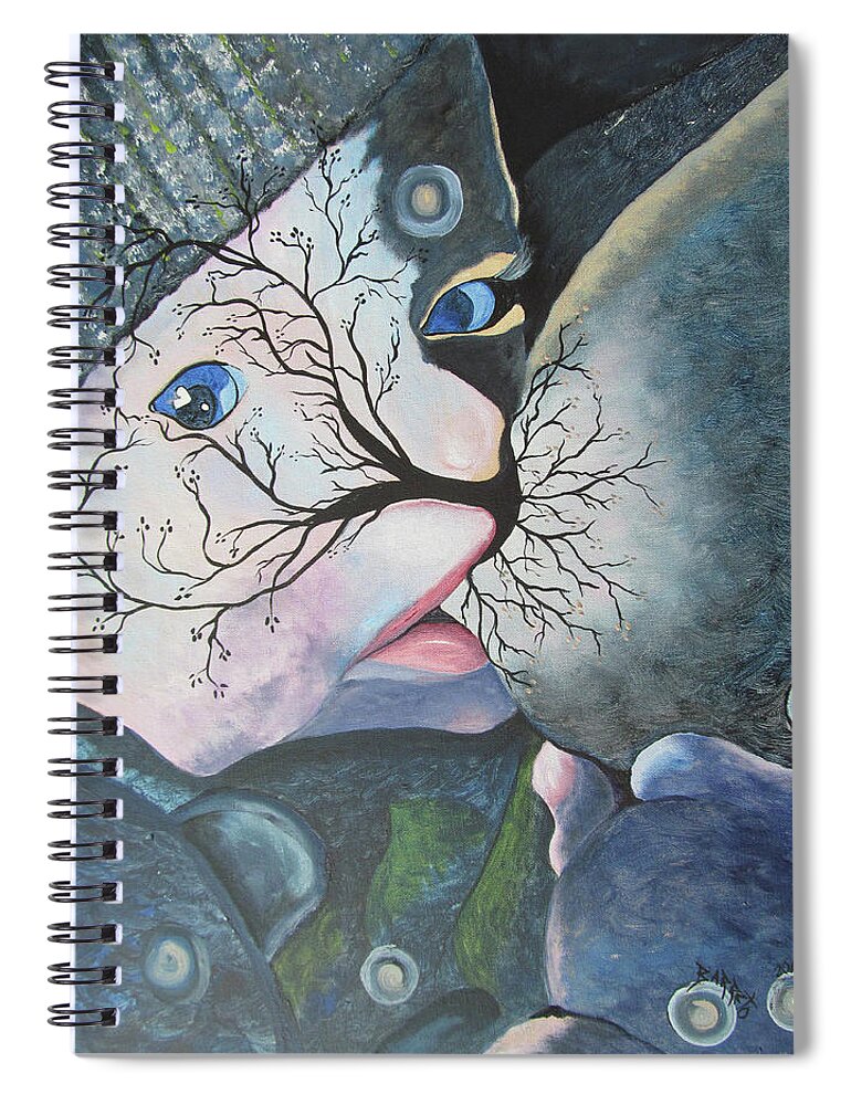 Abstract Spiral Notebook featuring the painting Tree of Life by Gloria E Barreto-Rodriguez