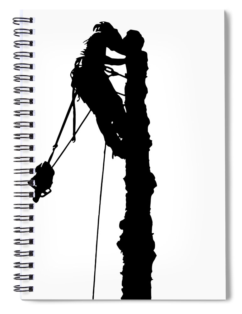 Arboriculture Spiral Notebook featuring the digital art Tree Surgeon Silhouette 2 by Roy Pedersen