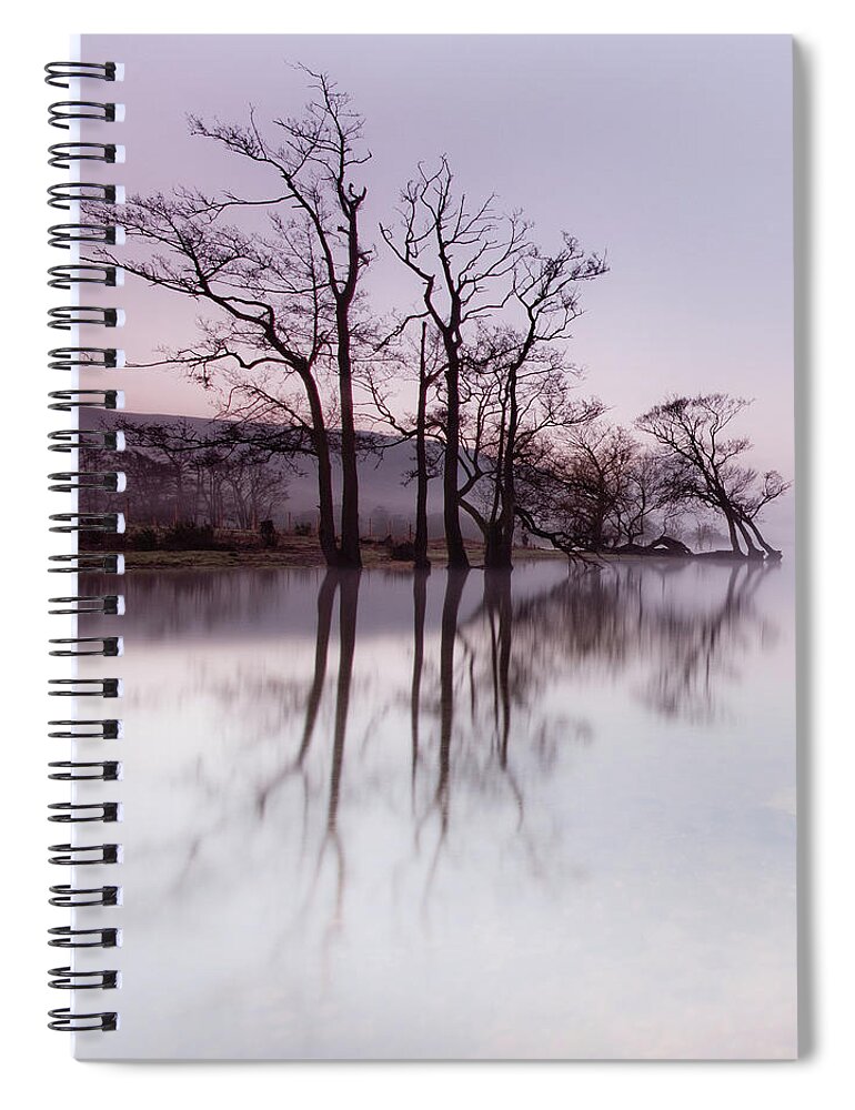 Landscape Spiral Notebook featuring the photograph Trees in the Mist on Lake Ullswater by Anita Nicholson