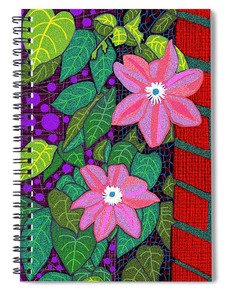 Smokey Mountains Spiral Notebook featuring the digital art Trellis Blooms by Rod Whyte