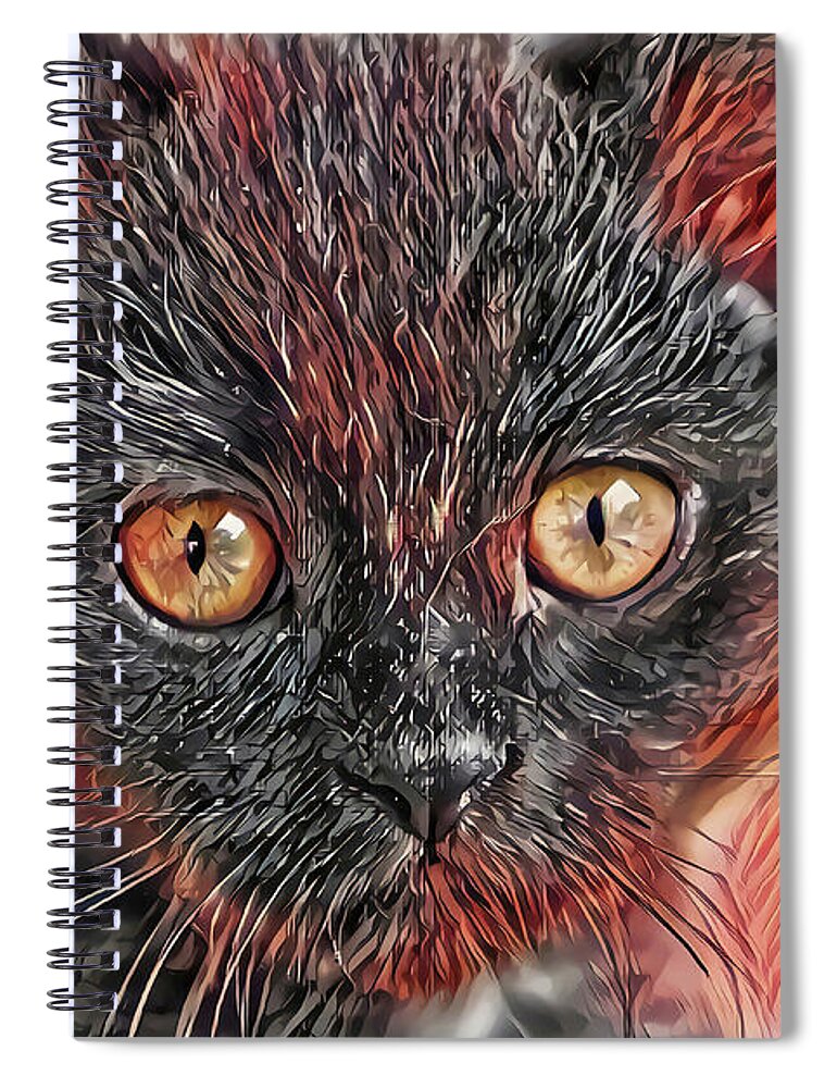 Kitten Spiral Notebook featuring the digital art Triangle Face Kitten by Don Northup