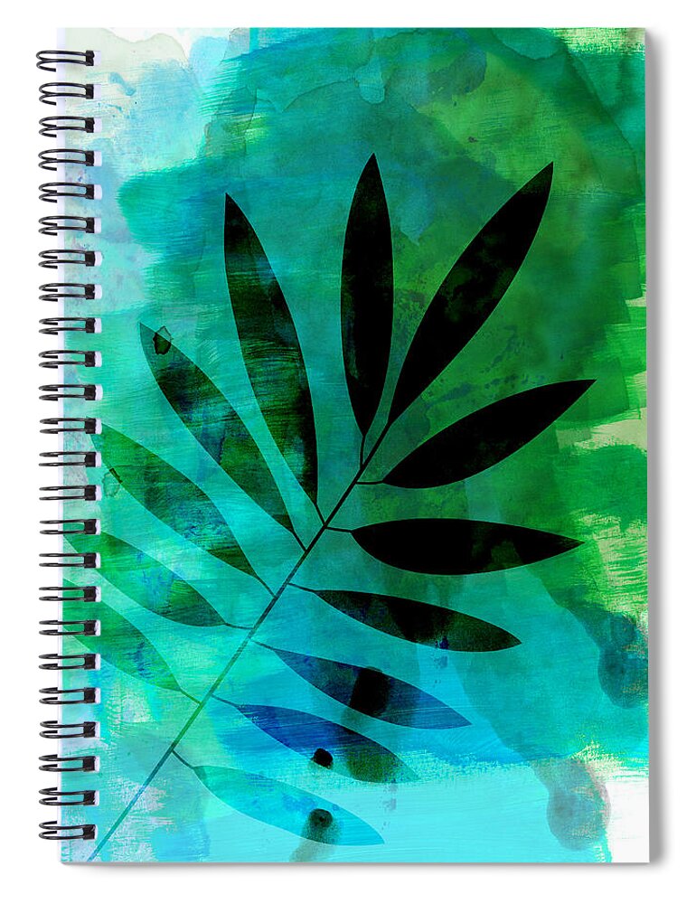 Tropical Leaf Spiral Notebook featuring the mixed media Tropical Leaf Watercolor by Naxart Studio