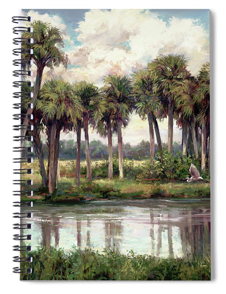 Tropical Painting Spiral Notebook featuring the painting Tropical Oasis by Laurie Snow Hein