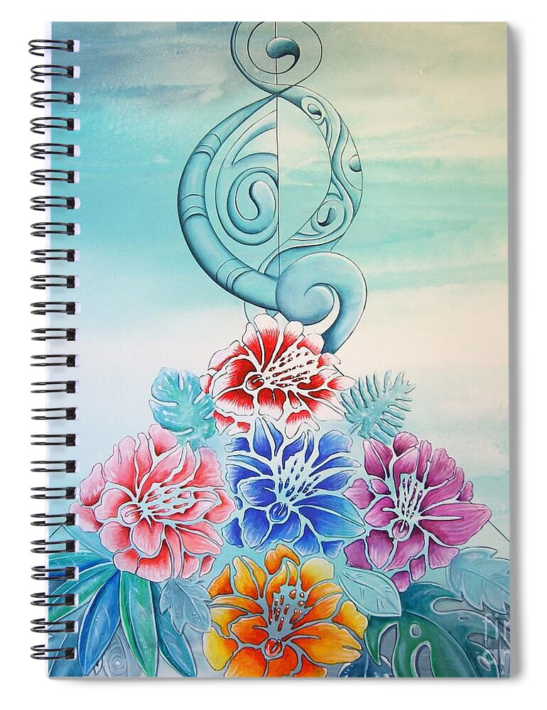 Flowers Spiral Notebook featuring the painting Tropicana meets Pacifica by Reina Cottier