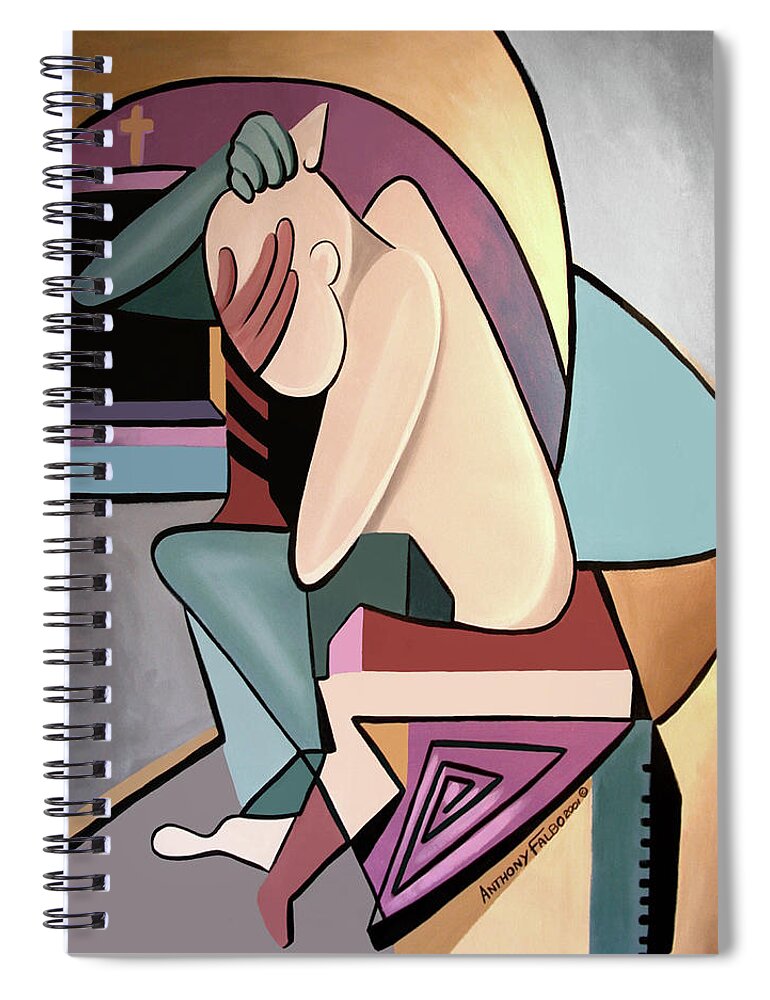 Cubism Spiral Notebook featuring the painting True Confessions by Anthony Falbo