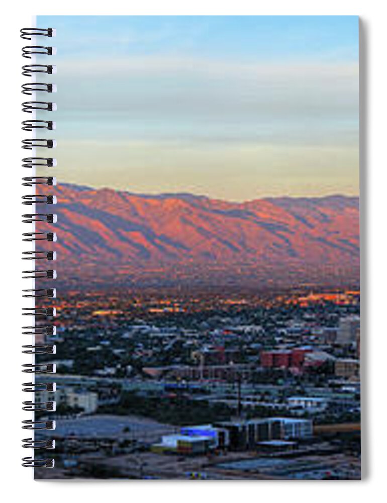 Tucson Spiral Notebook featuring the photograph Tucson at Last Light by Chance Kafka