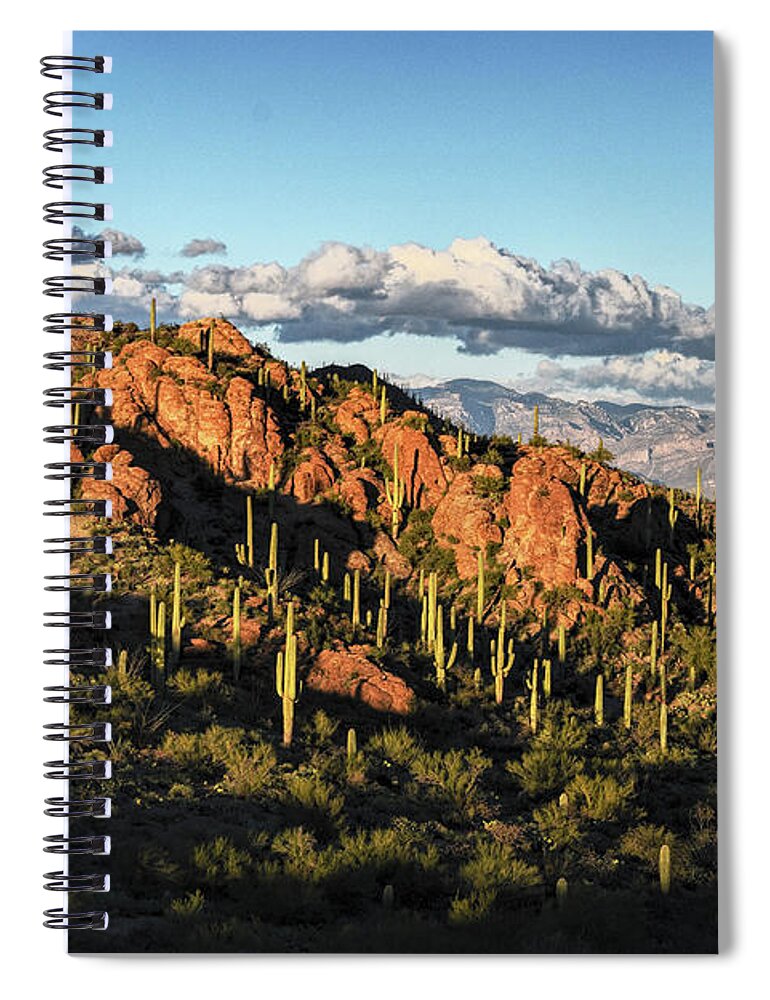 Tucson Spiral Notebook featuring the photograph Tucson Mountains Light Play by Chance Kafka