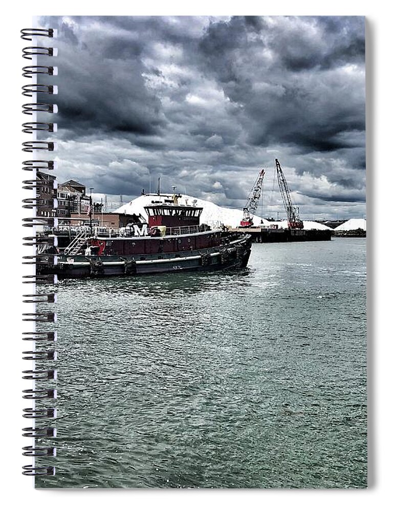 Landscape Spiral Notebook featuring the photograph Tug boats on the coast by Michael Albright