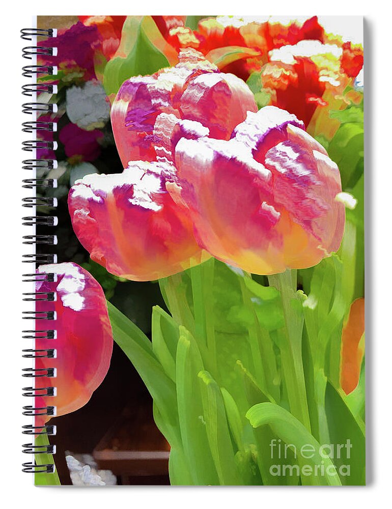 Abstract Spiral Notebook featuring the photograph Tulip flower pastel by Phillip Rubino