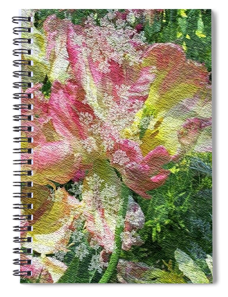 Tulips Spiral Notebook featuring the digital art Tulips and Lace by Kathie Chicoine