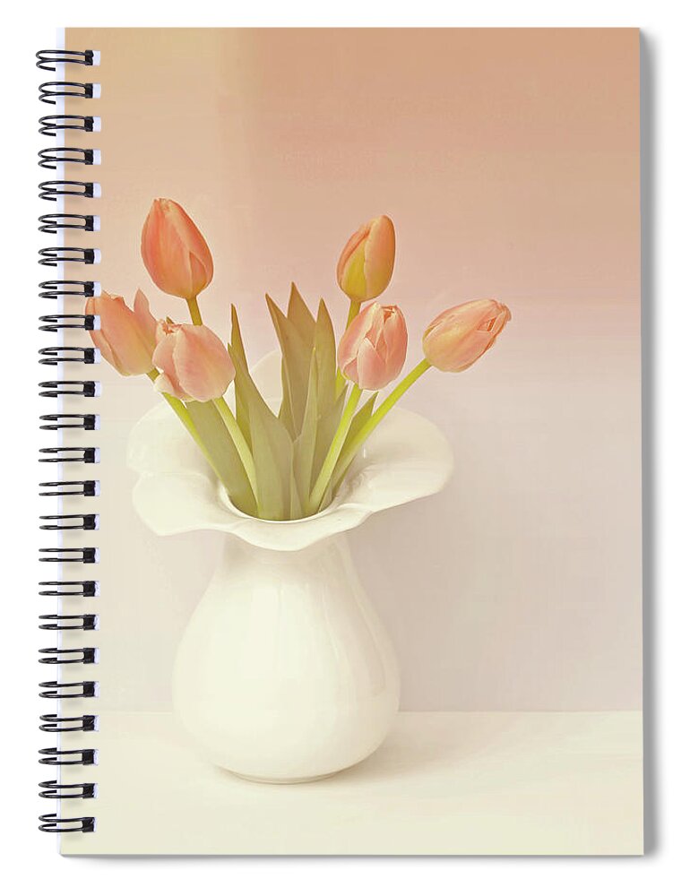 Vase Spiral Notebook featuring the photograph Tulips In Vase by This Wonderful Life