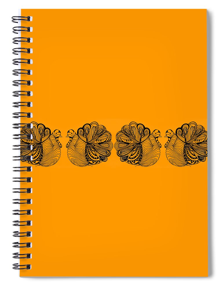 Turkey Spiral Notebook featuring the drawing Turkey Time by Mastiff Studios