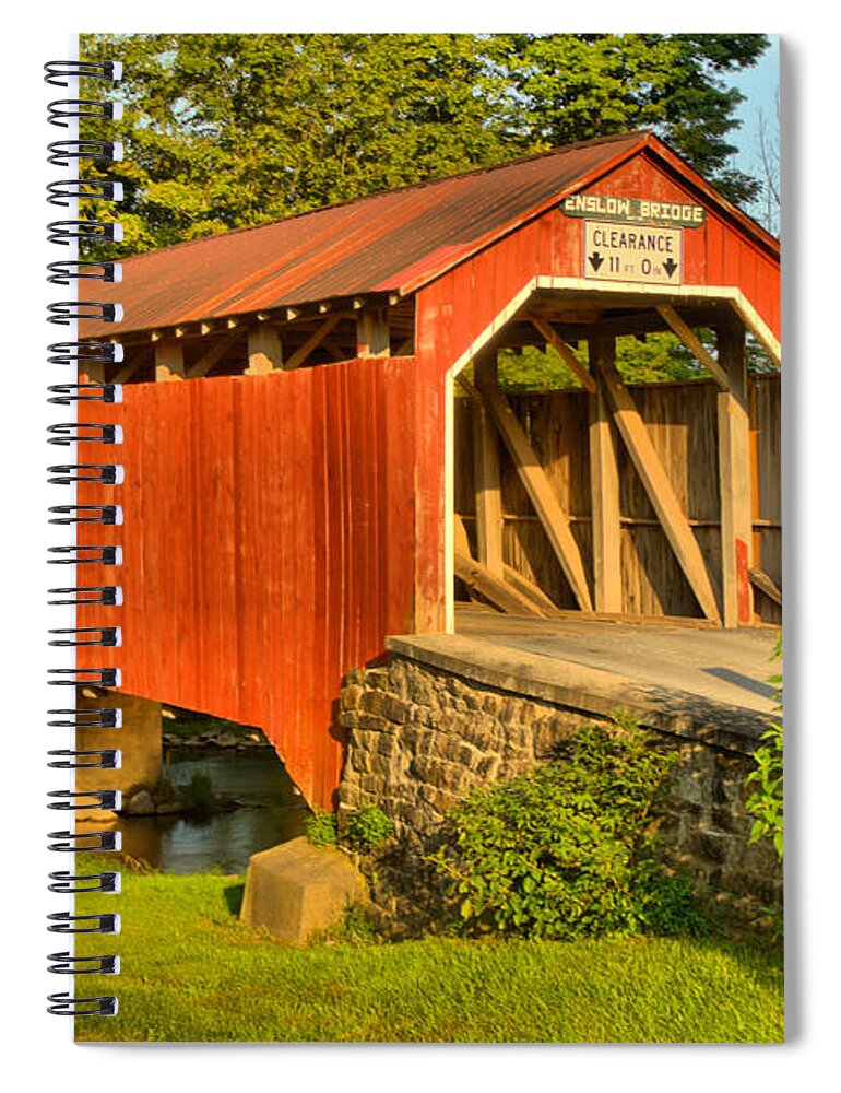 Enslow Spiral Notebook featuring the photograph Turkey Trail Covered Bridge by Adam Jewell