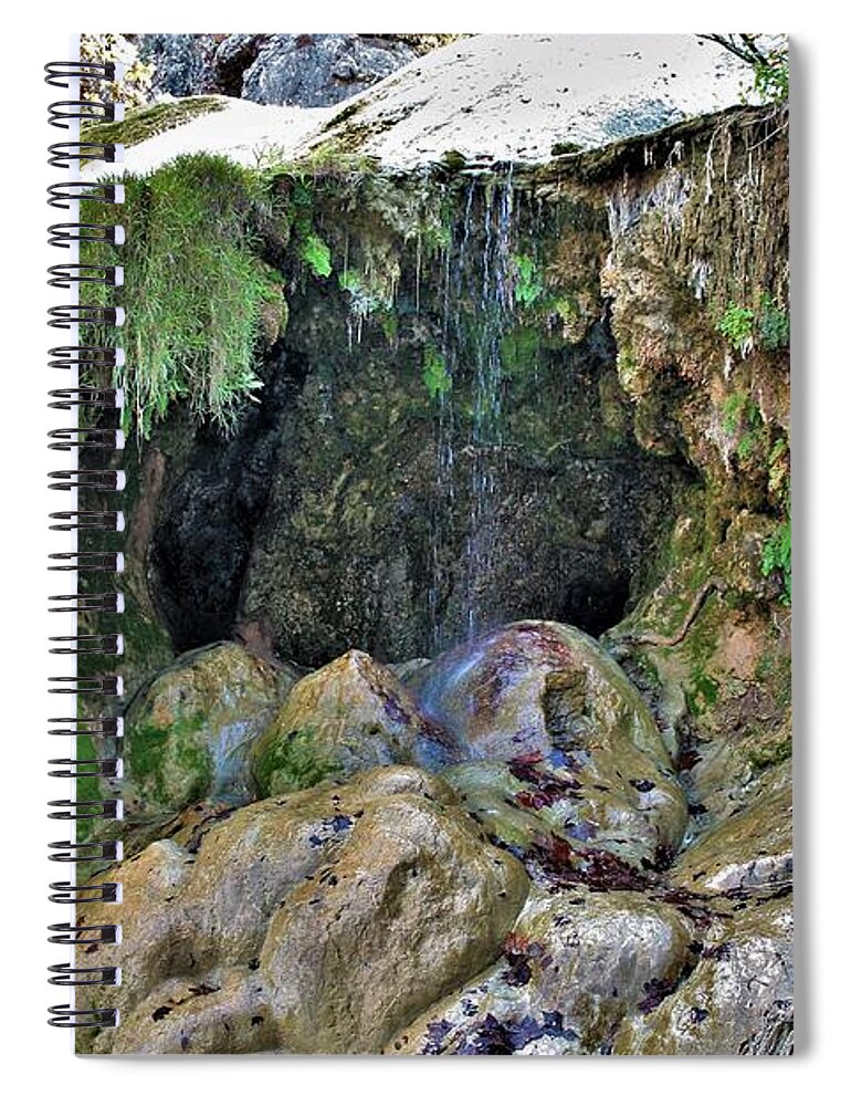 Nature Spiral Notebook featuring the photograph Turner Falls Outlaw Cave by Sheila Brown