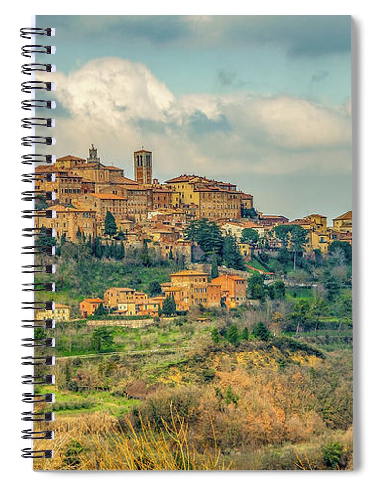 Montepulciano Spiral Notebook featuring the photograph Tuscan Hill Town by Marcy Wielfaert