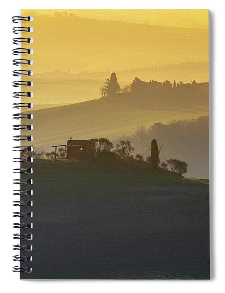 Landscape Spiral Notebook featuring the photograph Tuscan Rolling Farmland by Heiko Koehrer-Wagner