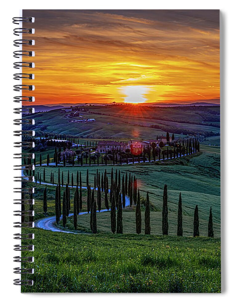 Tuscany Spiral Notebook featuring the photograph Tuscan Sunset by Chris Lord