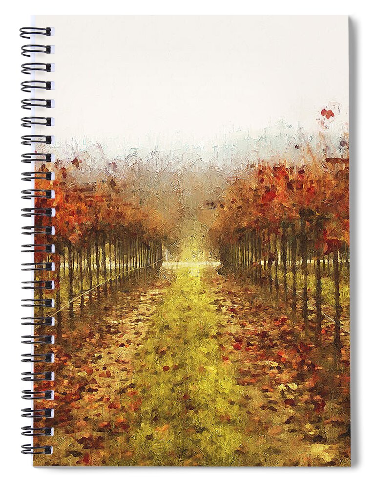 Italian Landscape Spiral Notebook featuring the painting Tuscany vineyards - 19 by AM FineArtPrints