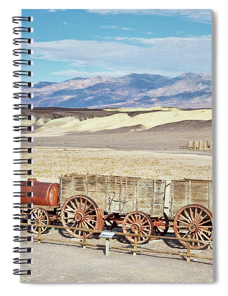 Horse Cart Spiral Notebook featuring the photograph Twenty Mule Wagon In Death Valley by Bryan Mullennix