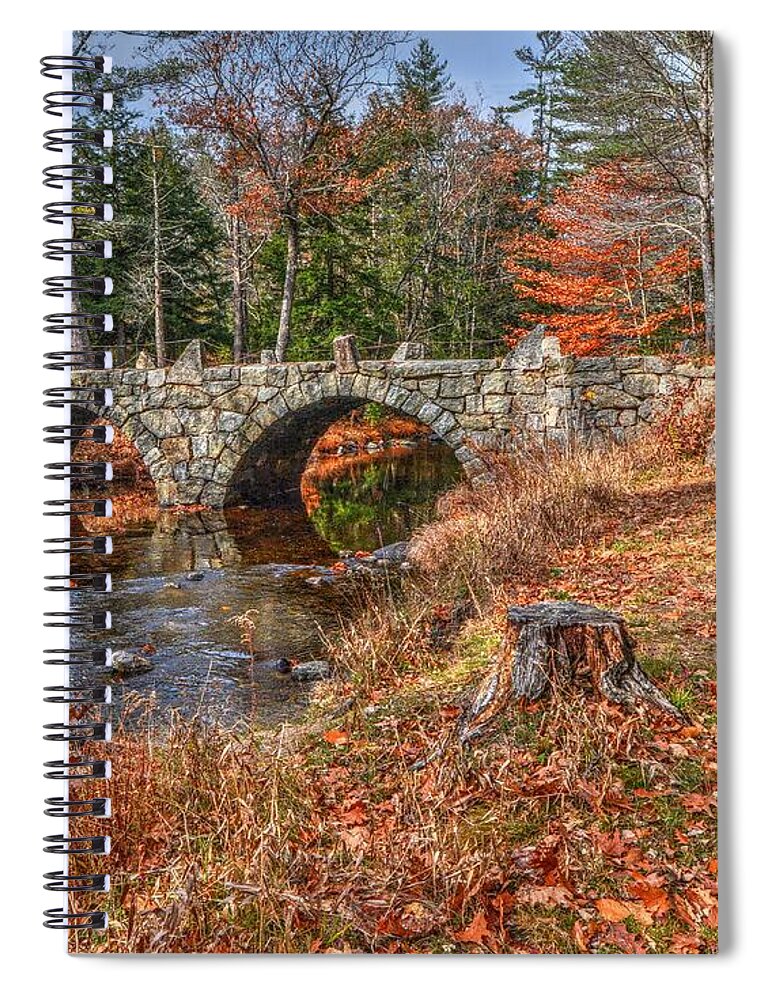 Jones Stone Arch Bridge Spiral Notebook featuring the photograph Twin Arch Stone Bridge by Steve Brown