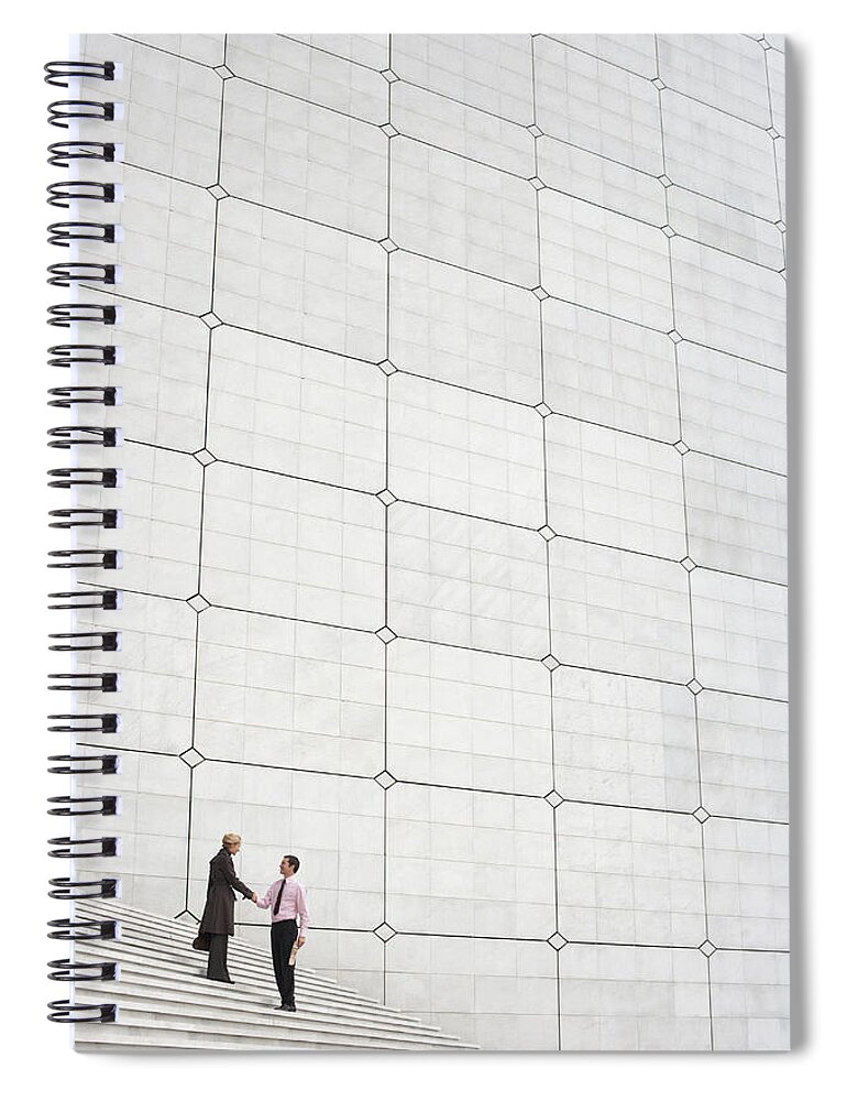 Corporate Business Spiral Notebook featuring the photograph Two Businesspeople Outdoors On by Sam Edwards