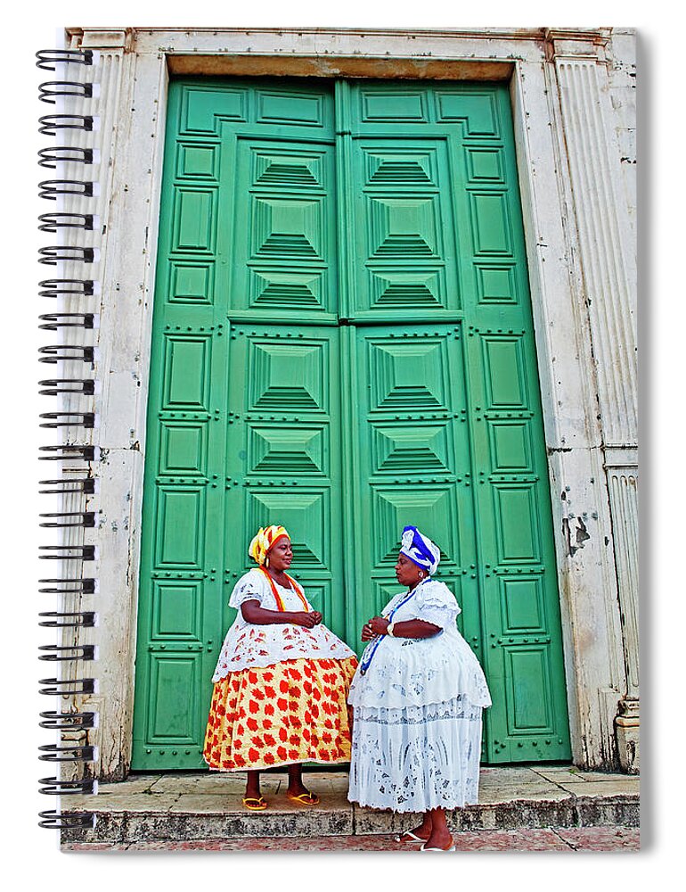 Bahia State Spiral Notebook featuring the photograph Two Female Street Buskers In by John W Banagan