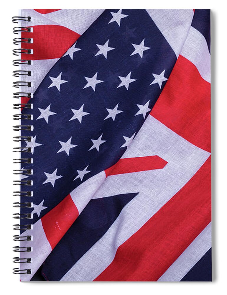 Flag Spiral Notebook featuring the photograph Two flags American and British by Simon Bratt