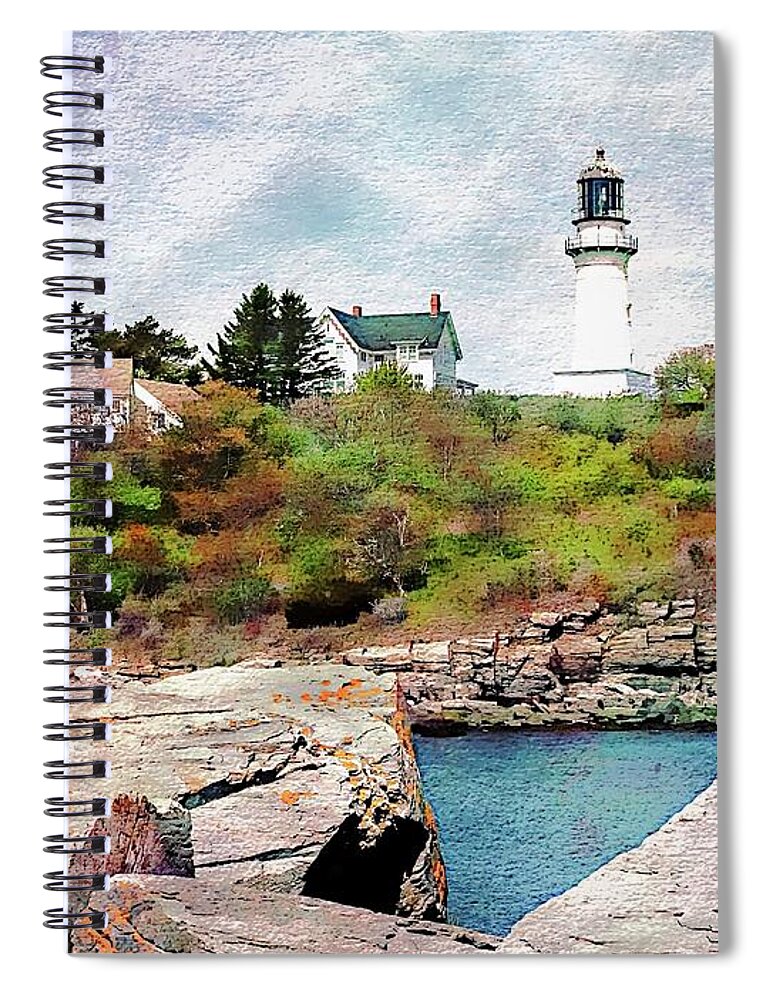 United States Spiral Notebook featuring the digital art Two Lights State Park by Joseph Hendrix