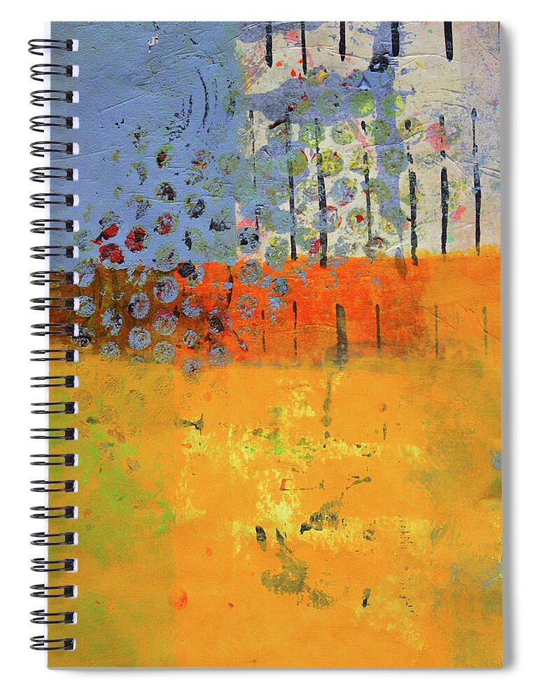 Textured Abstract Spiral Notebook featuring the painting Two Sides by Nancy Merkle