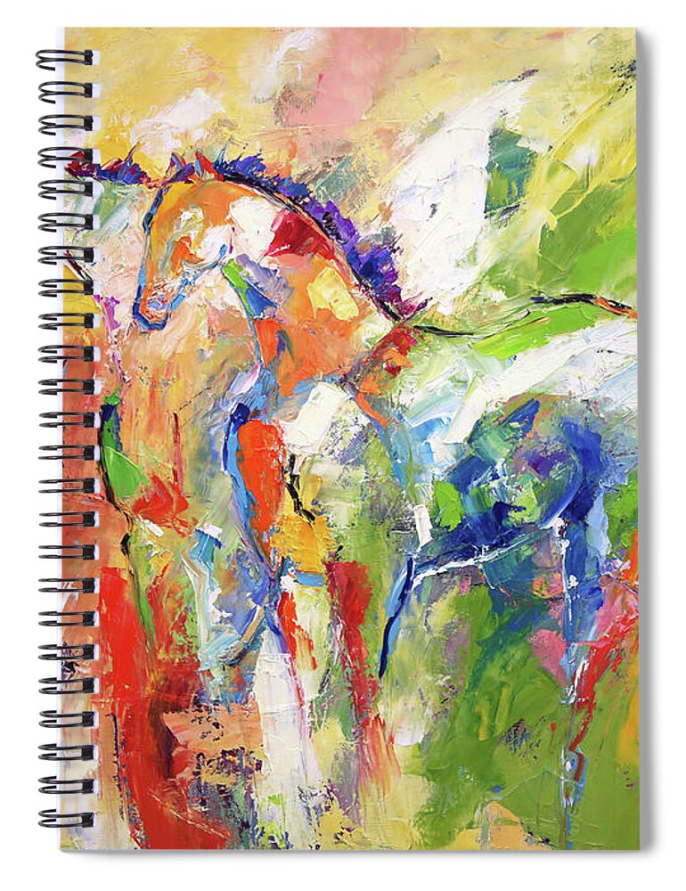 Wild Horse Painting Spiral Notebook featuring the painting Two Together Always by Laurie Pace