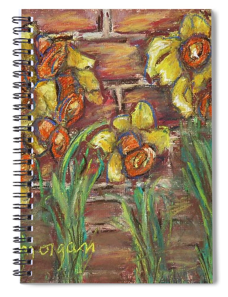 Daffodil Spiral Notebook featuring the painting Two Toned Daffodils by Laurie Morgan