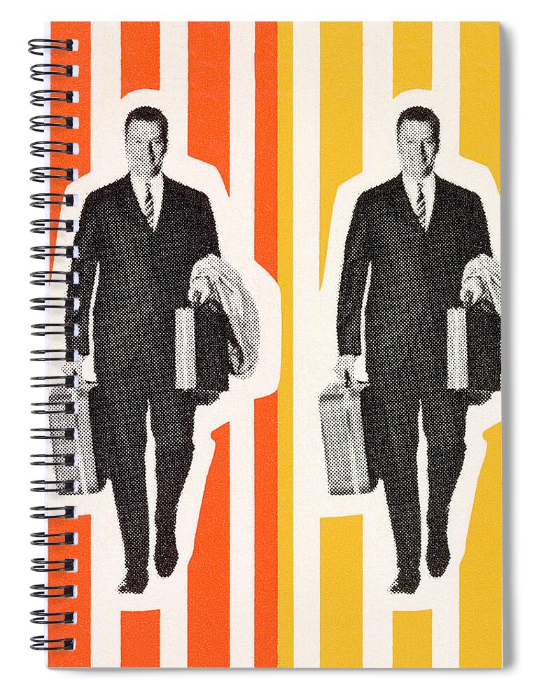 Adult Spiral Notebook featuring the drawing Two Traveling Businessmen by CSA Images