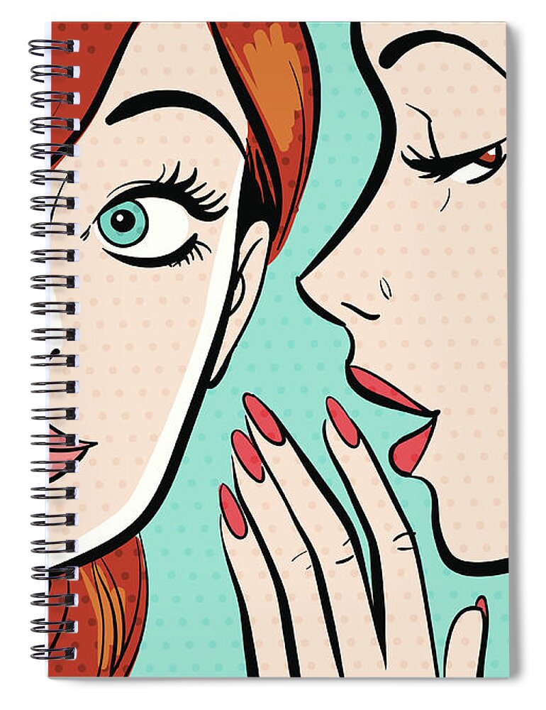 Transfer Print Spiral Notebook featuring the digital art Two Women, One Whispering In The Others by Mcmillan Digital Art