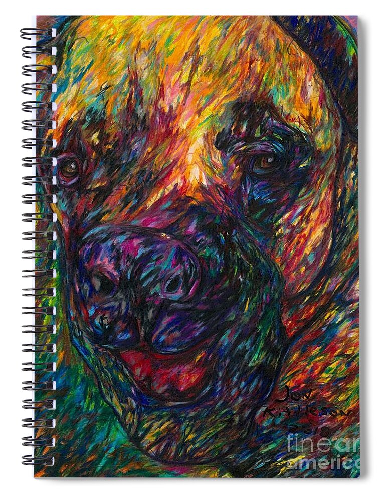 #dogs #dogsofinstagram #dog #dogstagram #puppy #doglover #dogoftheday #instadog #doglovers #doglife #pets #love #puppylove #puppies #pet #puppiesofinstagram #dogsofinsta #cute #instagram #of #petsofinstagram #dogslife #doggo #animals #ilovemydog #cats #doglove #petstagram #dogphotography #cutedogs Spiral Notebook featuring the drawing Tyson by Jon Kittleson