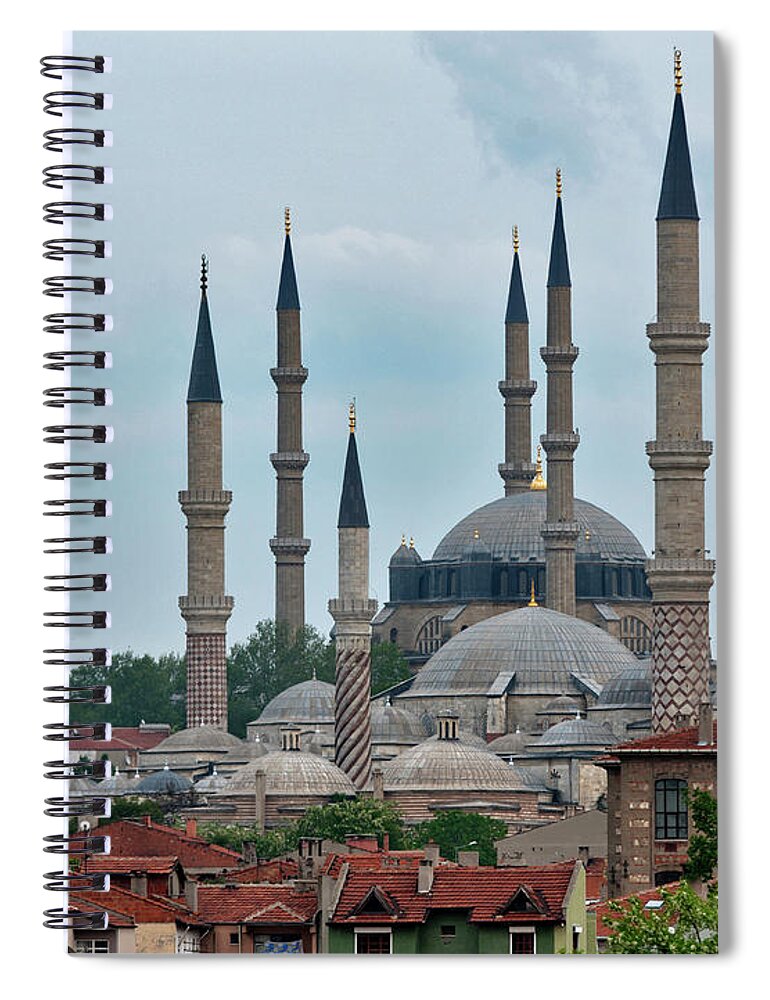 Mosque Spiral Notebook featuring the photograph Uc Serefeli Mosque And Selimiye Mosque by Ayhan Altun