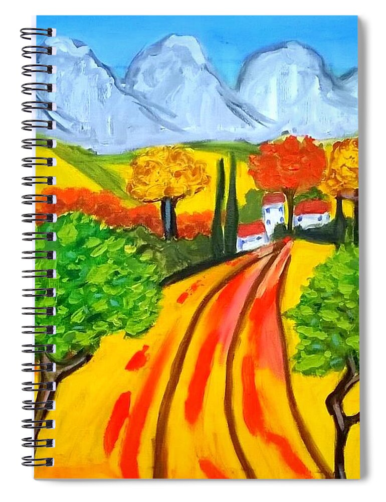 Provence Spiral Notebook featuring the painting Un champs pres de St Remy de Provence by Rusty Gladdish
