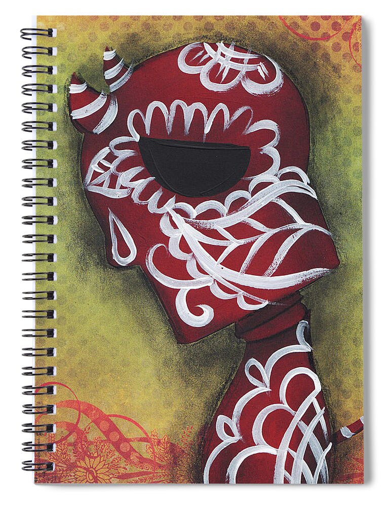 Day Of The Dead Spiral Notebook featuring the painting Unburden by Abril Andrade