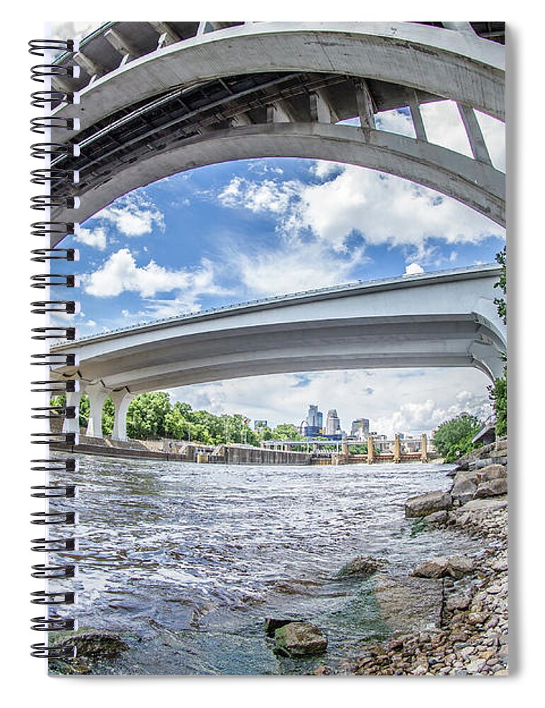 Minnesota Spiral Notebook featuring the photograph Under the Bridges in Mpls by Habashy Photography