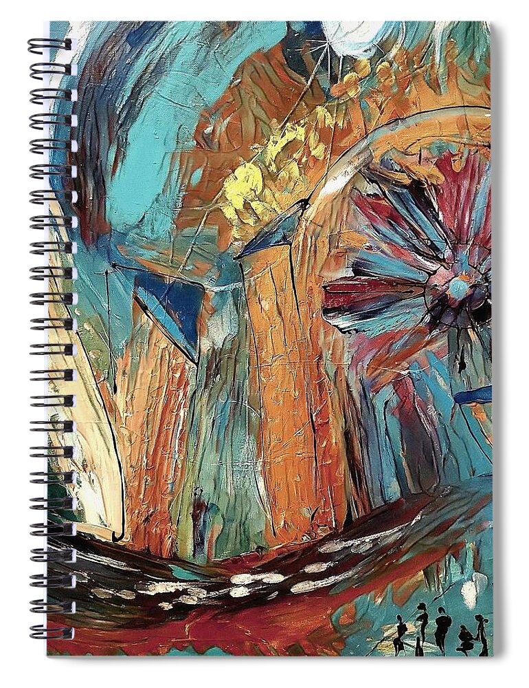 Abstract Spiral Notebook featuring the digital art Under The City Lights by Lisa Kaiser