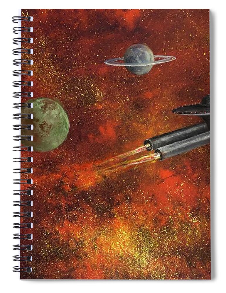Space Spiral Notebook featuring the painting Unidentified Flying Object by Rand Burns