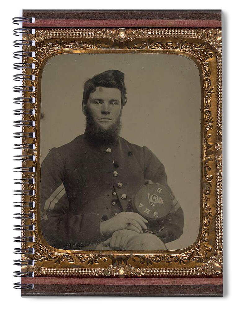 Man Spiral Notebook featuring the painting Unidentified soldier in Union corporal's uniform holding Company B, 15th New Hampshire Volunteers ke by Celestial Images